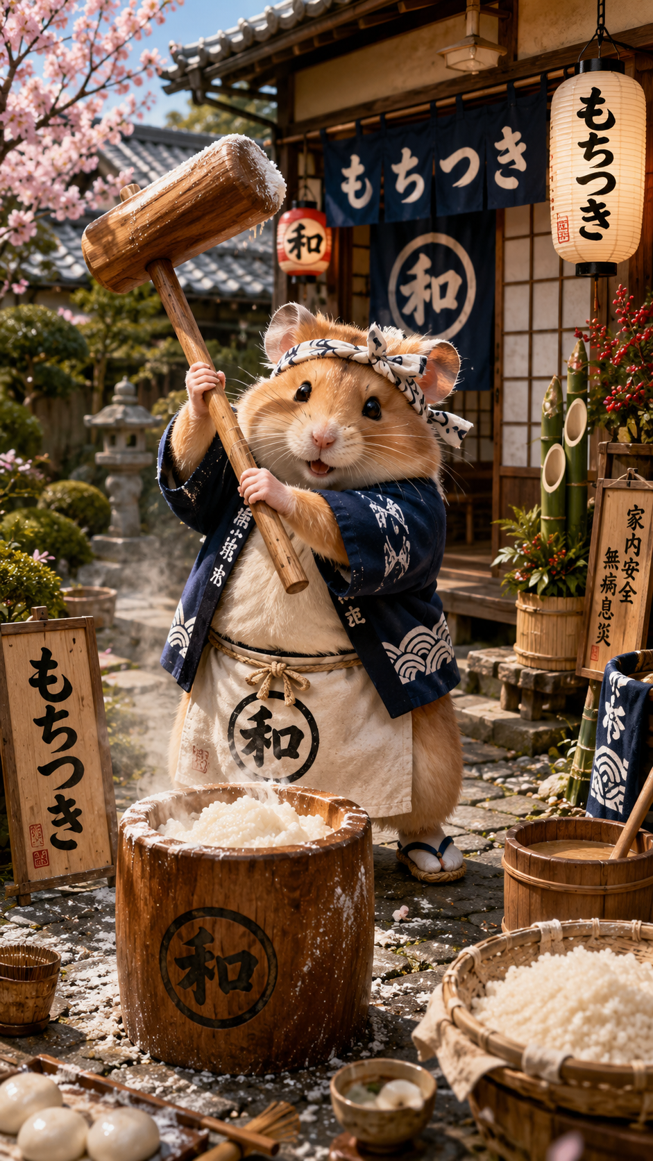 ハムスターの餅つきコメディAI